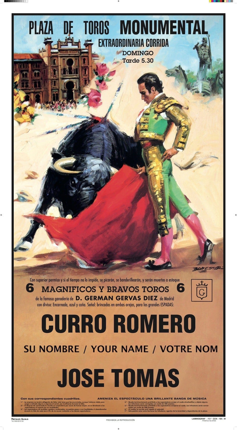 Cartel de toros personalizado Affiche taurine personnalisée – Image 1