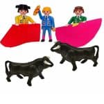 Group of bullfighters + bulls