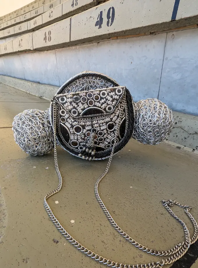 silver handmade bag Large silver wire bag - Image 1